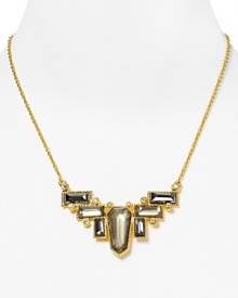 A bit vintage glamor, a bit statement piece, this gold-plated Alexis Bittar necklace styles your look Art Deco.