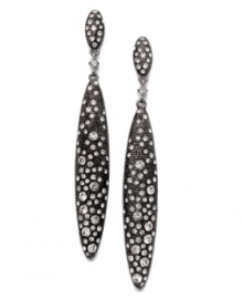 Intergalactic glamour. Eliot Danori's Star Struck Linear Drop Earrings feature a dusting of sparkling crystals that shimmer against a a dark backdrop. Crafted in anthracite tone mixed metal. Approximate drop: 2-1/2 inches.