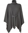 Wrap yourself up in luxe style with this lavish cashmere poncho from Ralph Lauren - Turtleneck, classic oversized poncho style, textured cable knit, ribbed neckline and hem, belted waist - Wear with skinny jeans, a fitted top, and over-the-knee boots