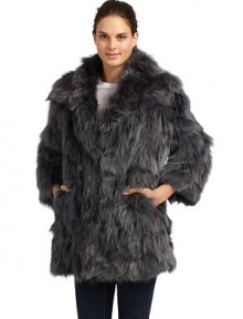 THE LOOKPlush pieced fox furModified point collarConcealed hook-and-bar closureLong sleevesDual front slash pocketsTHE FITAbout 31 from shoulder to hTHE MATERIALDyed fox furFully linedCARE & ORIGINDry clean by fur specialistImportedFur origin: ChinaModel shown is 5'10 (177cm) wearing US size S/M. 