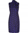 Perfect for taking from the office to cocktails, Catherine Malandrinos printed silk dress makes a flirty, feminine statement - Stand-up collar with tie, sleeveless, paneled seaming, exposed metal back zip - Form-fitting - Wear with an oversized blazer and heels