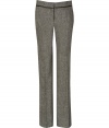 Finish your look with a polish of immaculate tailoring in Derek Lams salt and pepper stretch wool trousers, finished with a flared leg perfect for showcasing menswear favorite lace-ups - Back slit pockets, hook closure, tailored fit - Pair with modern knits and jet black accessories