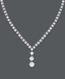 Ever since you were a little girl you loved sparkle, and some things never change. This v-shaped B. Brilliant necklace features a solid cubic zirconia chain with a graduated cubic zirconia drop (24-3/8 ct. t.w.). Approximate length: 17 inches. Approximate drop: 1/2 inch.