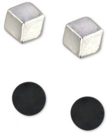 Shape up your look. This cute stud earring set from BCBGeneration features cube and circle designs. Set in silver tone and hematite tone mixed metal. Approximate diameter: 1/4 inch.