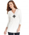 Ellen Tracy's beaded tunic adds a world-traveled touch to any wardrobe.