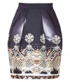 Inject bold style to your day-to-night look with this luxe printed silk tulip skirt from London It designer Mary Katrantzou - Fitted waistband, pleating detail, off-seam pockets, tulip silhouette, all-over graphic print, concealed back zip closure - Wear with a billowy blouse, a bold shoulder blazer, and platform heels