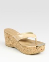 Tastefully textured cork wedge and platform with a shiny patent leather thong. Cork wedge, 3 (75mm)Cork platform, 1½ (40mm)Compares to a 1½ heel (40mm)Patent leather upperLeather liningRubber solePadded insoleMade in Italy