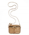 Throw on this casual crossbody and you're out the door. A take-anywhere design from Kenneth Cole Reaction featuring python print accents, gold-tone hardware and a unique double zip front pocket.