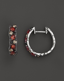 Badgley Mischka Garnet And Brown Diamond Hoop Earrings