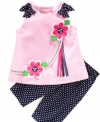 Her style will be fresh and fabulous in this polka dot and flower tunic and leggings set from Rare Editions.