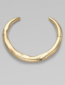 This golden collar has a sensuous molten look that makes a dramatic yet simple statement.18k goldplated Diameter, about 5¼ Hinged clasp on one side Imported