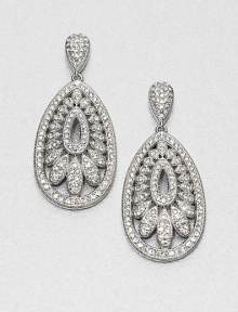 EXCLUSIVELY AT SAKS. Sparkling pavé crystals hand-set in an intricate, teardrop fan design. CrystalsCubic zirconiaRhodium-plated brassDrop, about 1.25Post backImported 