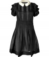 Channel your inner coquette in this ultra-chic party frock from Marc by Marc Jacobs - Contrasting Peter Pan collar, pleat-detailed short sleeves, pleated semi-sheer bodice with solid underlay, wide waistband, full semi-sheer pleated skirt with solid underlay, concealed side zip closure - Wear with peep-toe pumps and a simple clutch