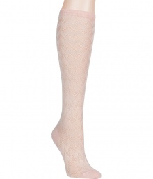 Stylish knee-high socks in fine cotton blend - Chic in pale rose - Classic zigzag motif from knitwear stalwart Missoni - Densely woven and supremely soft - Pair with a pleated mini skirt or short knit dress and ankle boots