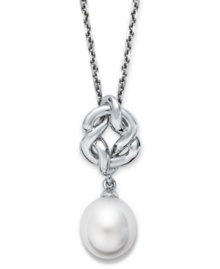 Fresh by Honora takes elegance to a new level with this lovely knot design. Necklace crafted in sterling silver that highlights a cultured freshwater pearl drop (10-10-1/2 mm). Approximate length: 18 inches. Approximate drop: 1 inch.