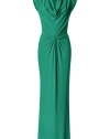 With a cowl neckline and a chic draped silhouette, this figure-flattering gown boasts both comfort sultry appeal - Cowl neckline, cap sleeve, front draped waist, concealed back zip, fishtail back hem - Fitted draped silhouette - Style with statement pumps and a leather clutch