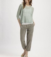 A romantic knit in a gorgeous muted hue with a flattering, relaxed fit.BoatneckThree-quarter sleevesAbout 23 from shoulder to hemLinenDry cleanImported of Italian fabric Model shown is 5'10 (177cm) wearing US size Small. 