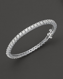 Diamond tennis bracelet in a four-prong white gold setting.