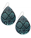 Venomous fashion from Style&co. These pendant drop earrings add bite with blue python detail. Crafted in silver tone mixed metal. Approximate drop: 2-1/4 inches.