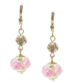 Antique appeal. Vintage inspiration defines these delicate floral faceted bead drop earrings from Betsey Johnson. Crafted in gold tone mixed metal, they're embellished with sparkling crystal accents. Approximate drop: 1-5/8 inches.