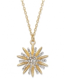 A burst of beauty. Giani Bernini's starburst pendant is set in 24k gold over sterling silver with sparkling cubic zirconia accents that enhance the appeal. Approximate length: 18 inches. Approximate drop: 3/4 inch.