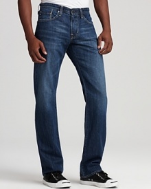 Straight leg jeans with faded effect on the thighs for worn-in cool. From AG Adriano Goldschmied.