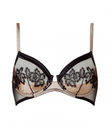 Super sexy black and nude lace soft cup bra - Turn up the heat in the boudoir with this sultry bra -Gorgeous floral detail with a retro-chic fit - Perfect under any outfit or on its own! - Made by La Perla, the high-end lingerie company loved by A-list celebrities