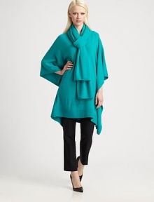 Soft, brightly-hued cashmere, in a beautifully draped poncho silhouette.Rib-knit V necklinePoncho sleevesRib-knit hemlineCashmereDry cleanImported of Italian fabricModel shown is 5'10 (177cm) wearing US size Small. 