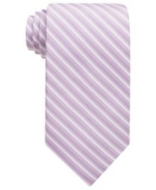 Enter the stripe zone. This Perry Ellis tie reimagines a classic in a pleasing palette.