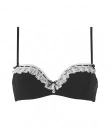 Luxurious bra in fine black synthetic blend - really comfortable thanks to the stretch - elegant bra with glam lace detail - in trendy demi-style, best for wider necklines - adjustable, slim straps - hook closure - perfect, snug fit - magically makes a dream decollete - stylish, sexy, seductive - goes with (almost) all outfits