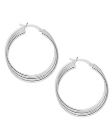 Make 'em do a triple take! These chic hoop earrings by Giani Bernini feature a triple ring design in sterling silver. Approximate diameter: 30 mm.