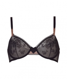 Turn up the heat in this luxe and lacy, vintage-inspired bra from La Perla - Underwire, lace-detailed slightly padded cups, contrasting rose-hued detail at center and on straps, lace trim, d?colletage-enhancing fit, adjustable straps, back hook and eye closure - Perfect under virtually any outfit or paired with matching panties for stylish lounging