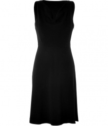 Stylish dress of fine black synthetic fiber blend - Flattering, slim cut - Feminine cowl neckline - Sleeveless - High back - Skirt falls at the knee - Go-to dress for countless occasions - Style with peep toe heels, platform sandals or wedges