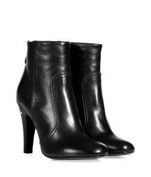 With their sleek stretch nappa and streamlined patterning, Laurence Dacades black lambskin ankle boots are as versatile as they are chic - Round toe, exposed metal back zip, covered leather heel - Hits just above the ankle - Wear with everything from tights and skirts to skinny jeans and pullovers