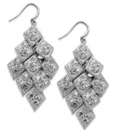 Shake things up with this chandelier earring style from Alfani. Shimmering discs feature pave crystal accents for added shine. Crafted in imitation rhodium-tone mixed metal. Approximate drop: 2 inches.