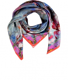 Inject feminine style into every look with this watercolor-like floral silk scarf from Matthew Williamson - Contrast print around edges, solid tonal border - Square shape - Wear over a tee and skinnies with a blazer and bright leather sandals