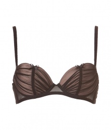 Luxurious bra in fine black and nude synthetic blend - especially comfortable thanks to the spandex content - stylish bra with padded cups and adjustable, slim straps - elegantly gathered, with cute little bows - hook closure - best for wider necklines - perfect, snug fit - makes a dream d?collet? like magic - a brilliant mix of sexy and romantic - fit under (almost) all outfits