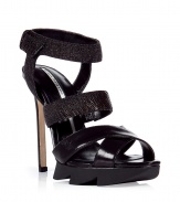 The certifiable must-have shoes of the season, these fashion-forward Camilla Skovgaard sandals are undeniably sexy - Front crisscross strap, ragged edge front platform, multi-straps, ankle strap with buckle closure, ultra-high stiletto heel - Pair with printed jeans and a blazer or an eye-catching cocktail frock