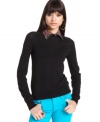 With a removable printed collar, this BCBGeneration sweater is perfect for versatile styling!