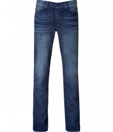 Elevate your casual style with these flattering favorite jeans from Seven for all Mankind - Classic five-pocket styling, straight leg, stylishly distressed, logo detail on back pockets - Pair with a tee and trainers, or a plaid button down and motorcycle boots