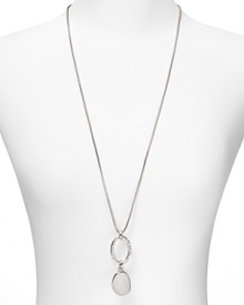 Introduce RJ Graziano's coolly, on-trend aesthetic into your jewel box with this silvery necklace, accented by a hammered pendant. It instantly updates every look.