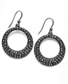 Pave perfection. Glittering glass accents add subtle sparkle to these chic hoop earrings from Style&co. Made in hematite tone mixed metal, they're a great option for your going-out style. Approximate drop: 1-3/8 inches.