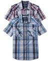 These plaid short-sleeved shirts from Ecko Unltd are perfect for your preppy layered look for fall.