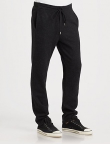 A refreshingly modern trackpant style, shaped in a blend of brushed wool and nylon, with the smart look and appeal of a casual trouser.Elastic drawstring waistSide slash pocketsFully linedInseam, about 3055% wool/45% nylonDry cleanImported