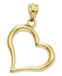 Sweetly symbolic. This cute cut-out  heart charm is crafted in polished 14k gold. Chain not included. Approximate length: 1 inch. Approximate width: 3/4 inch.