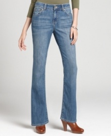 For the most stylish silhouette in denim this season, choose these slim bootcut jeans from DKNY Jeans. Pair them with ankle boots for boho-chic style. (Clearance)