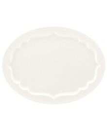 Lenox combines the versatility of whiteware with unique baroque shaping in the Regency Silhouette platter, featuring glossy white porcelain for every day, any occasion.