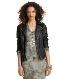 Add instant edge to your fall look with this Bar III motorcycle jacket -- a must-have layering piece!