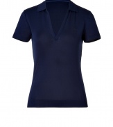 Detailed in super soft mercerized cotton with a feminine open neckline, Ralph Laurens polo is a contemporary take on this iconic style - Small collar, open placket, short sleeves, tonal embroidered polo player at chest - Slim fit - Wear with your favorite jeans and just as bright loafers