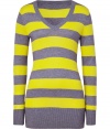 With punchy stripes and an oh-so-flattering fit, this mixed knit pullover from Milly will instantly upgrade your new-season style - V-neck, long sleeves with stitched elbow pads, ribbed cuffs and hem - Slim fit, long body - Pair with skinny jeans, a lightweight parka, and ankle-length buckle boots